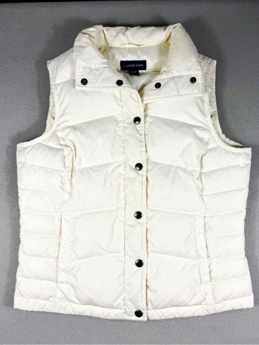 Lands' End Women's Ivory Quilted Puffer Vest